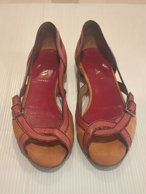 Prada Open-Toe Leather Shoes